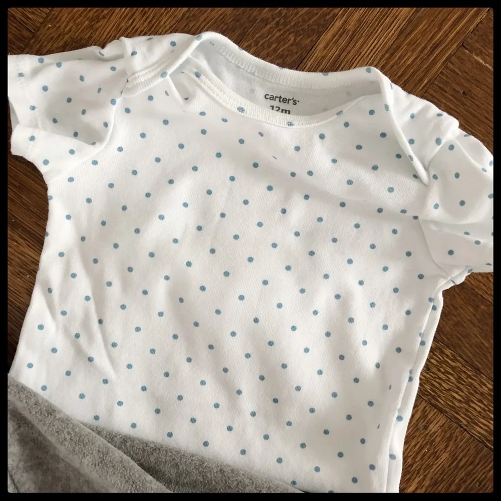 {Carter’s} Fleece Peplum Hoodie Elephant Pants Set - Picture 8 of 8